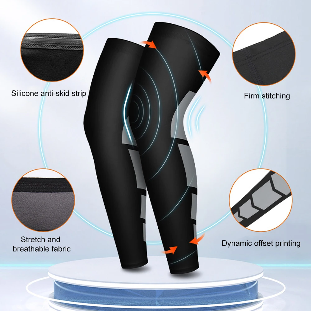 Fashion Sports Compression Leg Sleeves Leg Warmer Anti-UV Full Length Leg Sleeves for Men Women Football Basketball Cycling