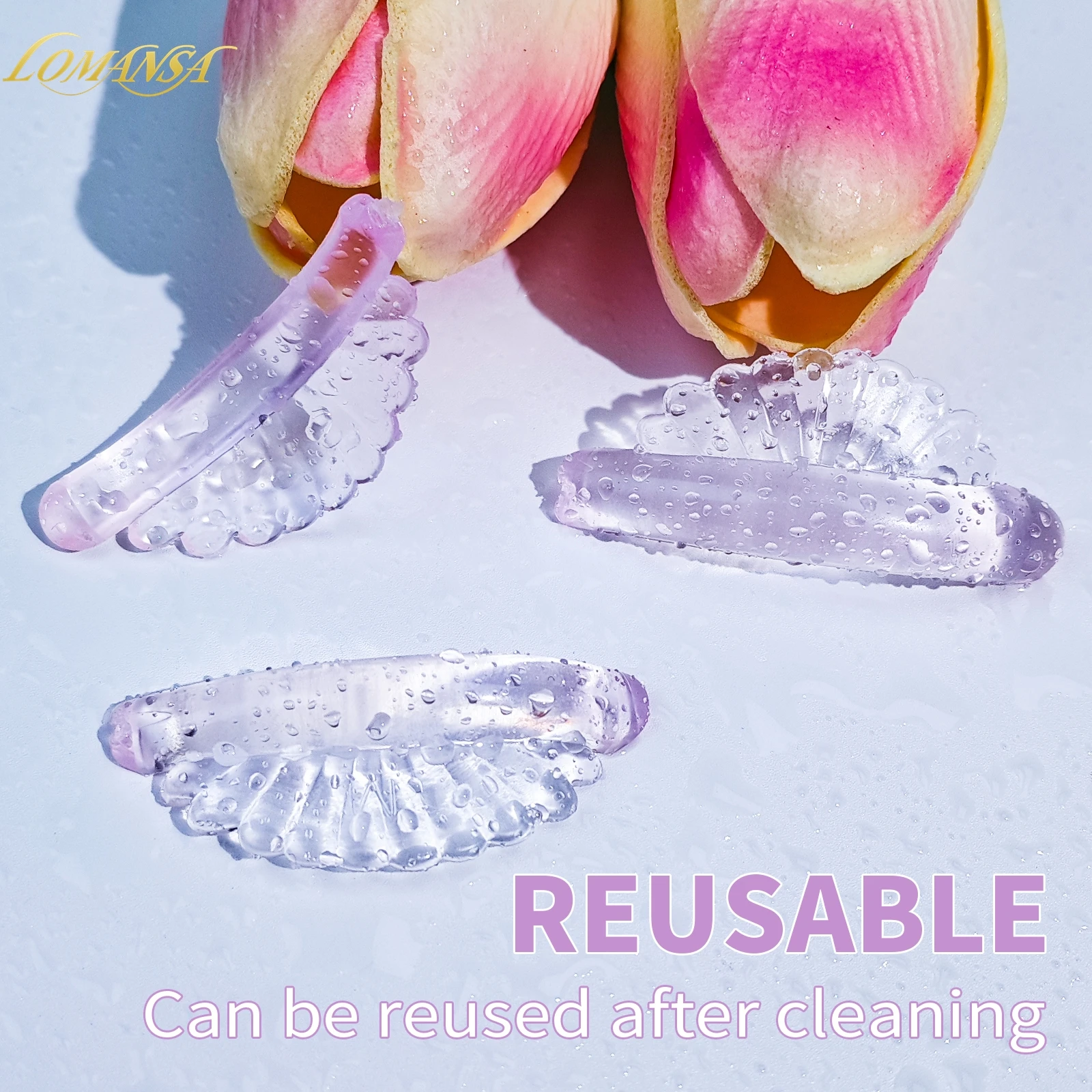 Lomansa 6 Pcs C Curl Silicone Eyelash Perm Pads Sticky Lashes Rod Shield Lifting 3D Eyelash Curler Accessories Makeup Tool