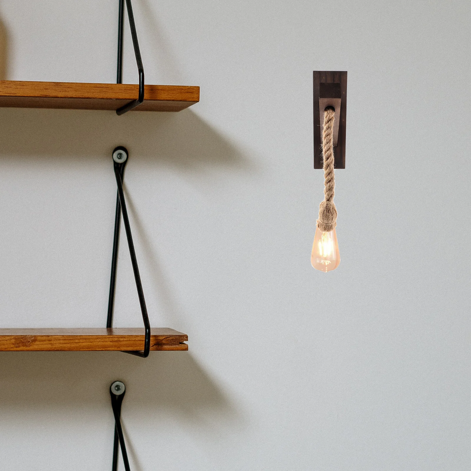 

Rustic Wall Sconces Wood Lamp Hemp Rope Light Retro Farmhouse Dining Room Table Decor Staircase Bedroom Corridor Mount Lamp