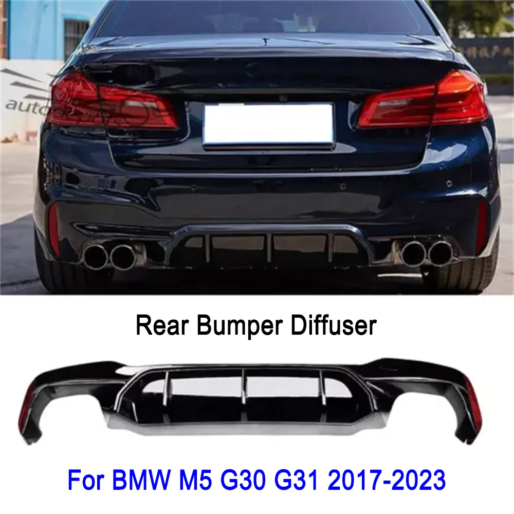 

G30 G31 Diffuser Rear Lip For BMW 5 Series M Sport 2017-2023 Gloss Black M5 Style Trunk Bumper Spoiler Auto Exterior Parts HOT