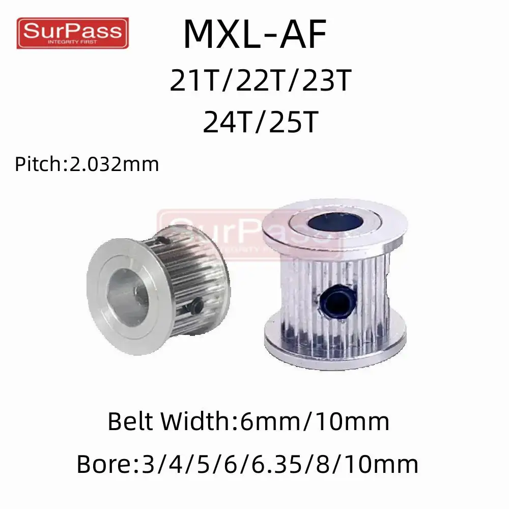 MXL AF Type 21T/22T/23T/24T/25 Teeth Timing Pulley Bore 4/5/6/6.35/8/10mm for 6/10mm Width Belt Used In Linear Pulley
