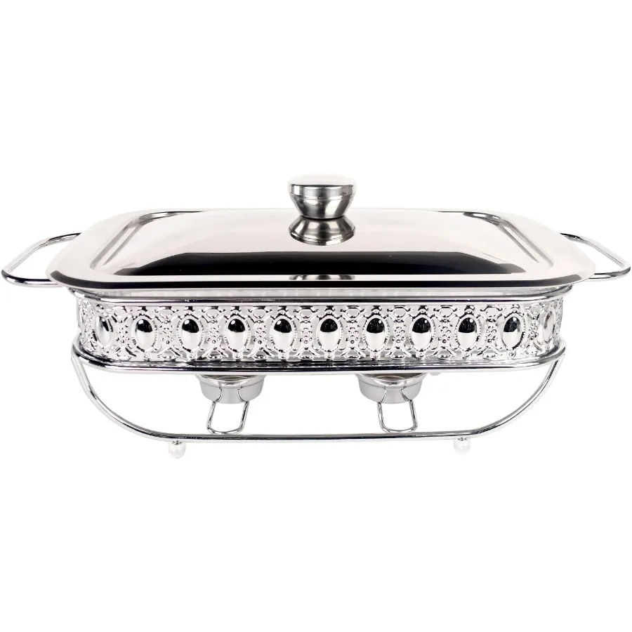 

Блюдо для запекания, стеклянная форма для выпечки 6 x 11 дюймов с крышкой и стойкой из нержавеющей стали, серебряная прямоугольная большая форма для выпечки 1,3 кварты для Cassero