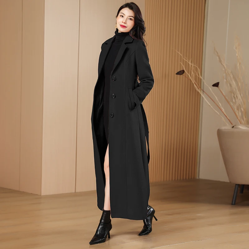 

Elegant Woolen Coat with Tailored Lapels High Waist Fashionable All-Match Evening Wear Daily Essential 2025 New Arrival