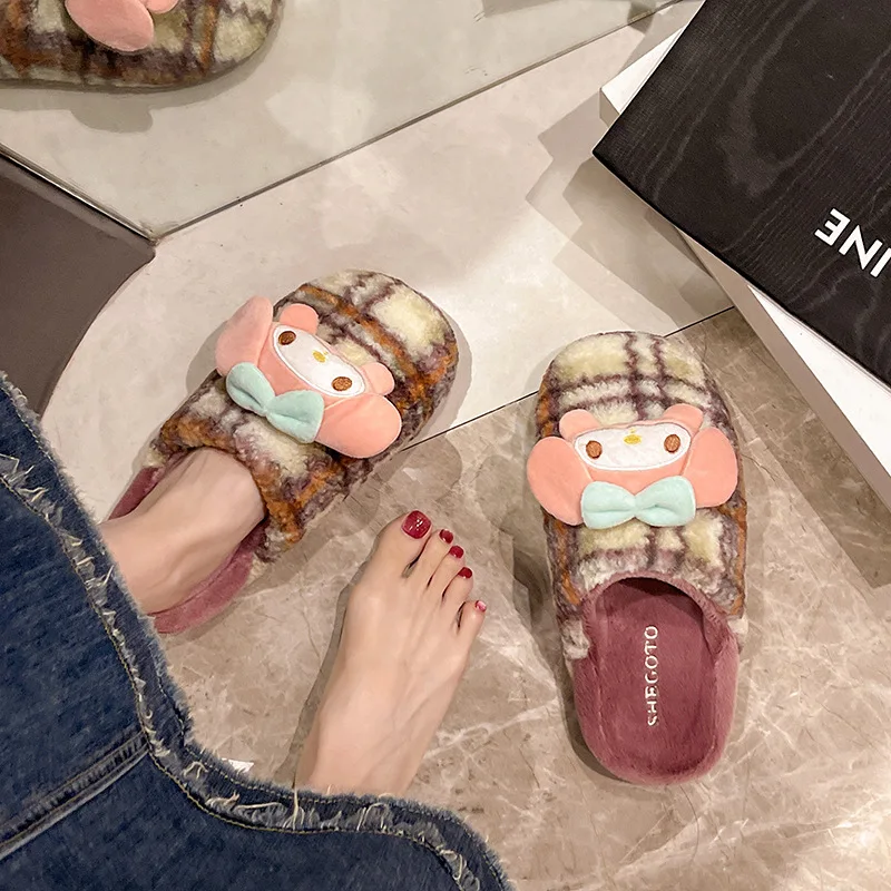 

Kids' Slippers House Shoes Cartoon Cotton Winter Shoes For Girls Soft Bottom Anti-slip Warm Purple Brown Shoes Size 36-41