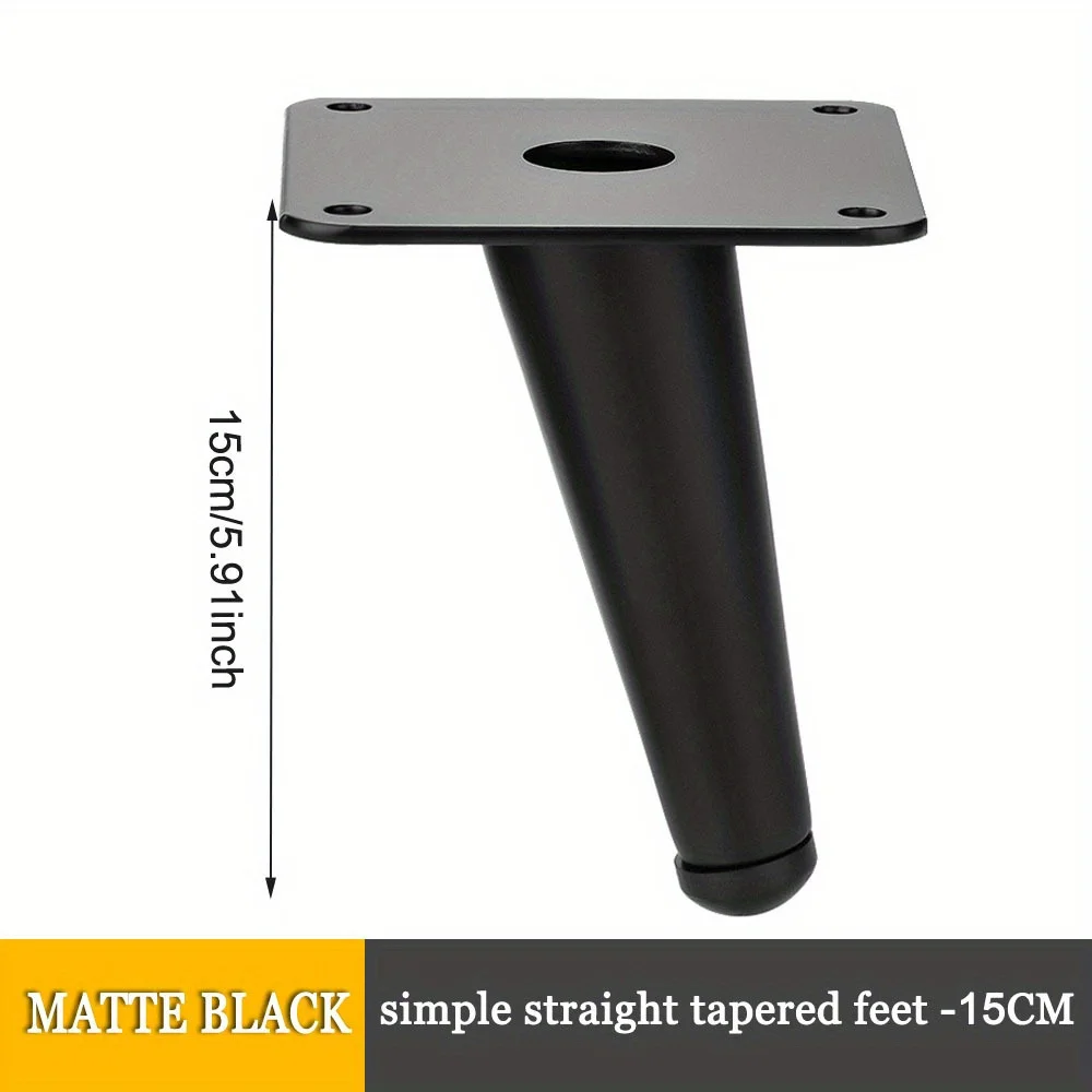 15CM Black Metal Tapered Furniture Feet Cabinet Sofa Legs Iron Contemporary Chairs for Dining Table Silver Base for Dining Room