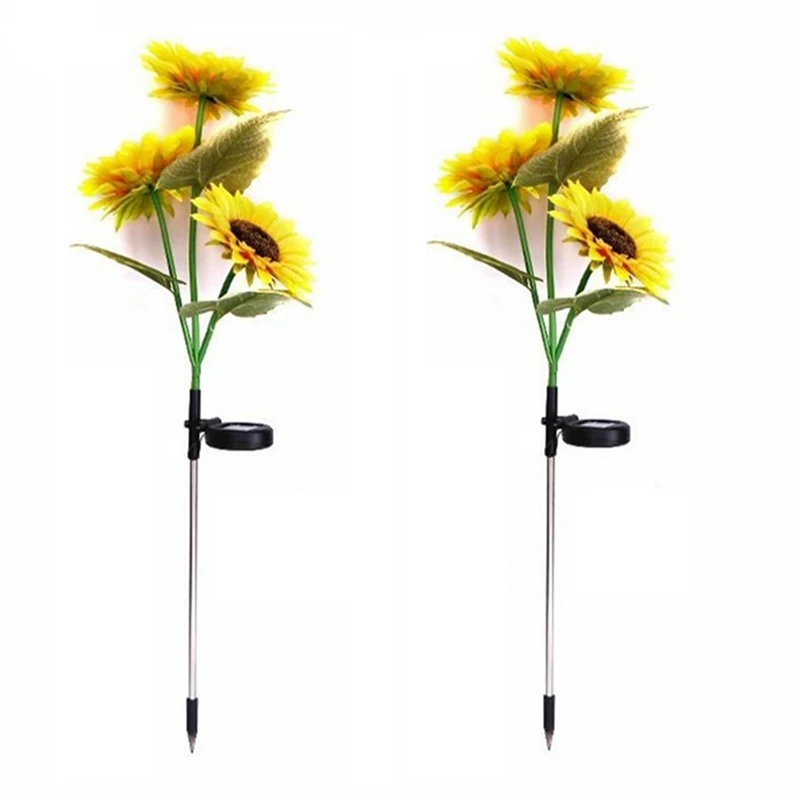 

3 Head Sunflower Solar LED Outdoor Lights Waterproof Light Control Solar Powered Yard Path Garden Decoration Lawn