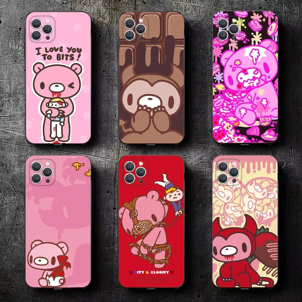 Gloomy Bear Cute  Phone Case For iPhone 16,15,14,13,12,11,Plus,Pro Max,XS,X,XR,SE,Mini,8,7 Soft Silicone Black Cover