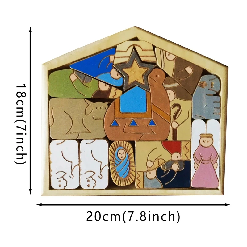 Wooden Jesus Puzzle Statue, Nativity Puzzle With Wood Burned Design, Jesus Puzzles, Nativity Set Jigsaw Puzzle Game