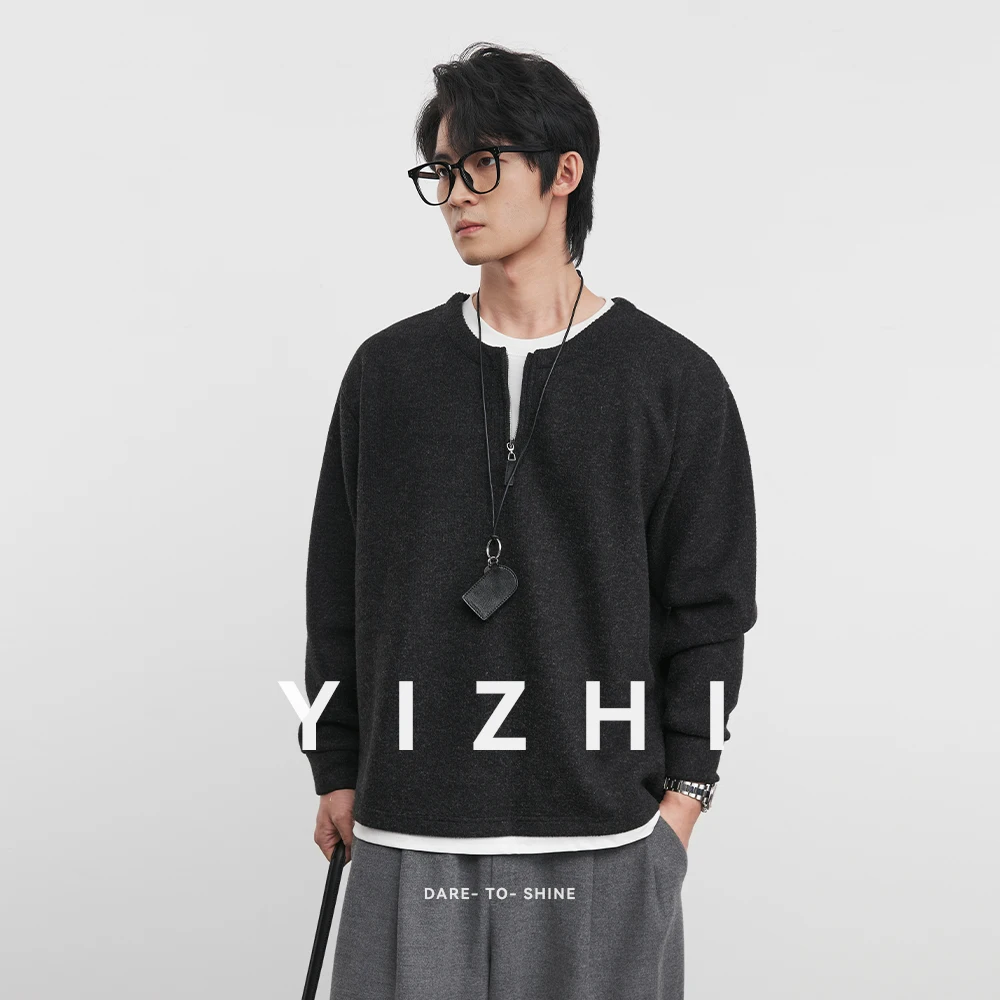 

Fashion Men's Fleece-Lined Faux Two-Piece Sweatshirt 2025 Winter New Double-Layer Collar Loose Long-Sleeved Pullover