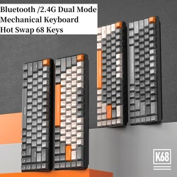 Russian Mechanical Keyboard Wireless Portuguese Mechanical Keyboard Brazilian Bluetooth 2.4G Dual Connection 68 Keys Layout K68