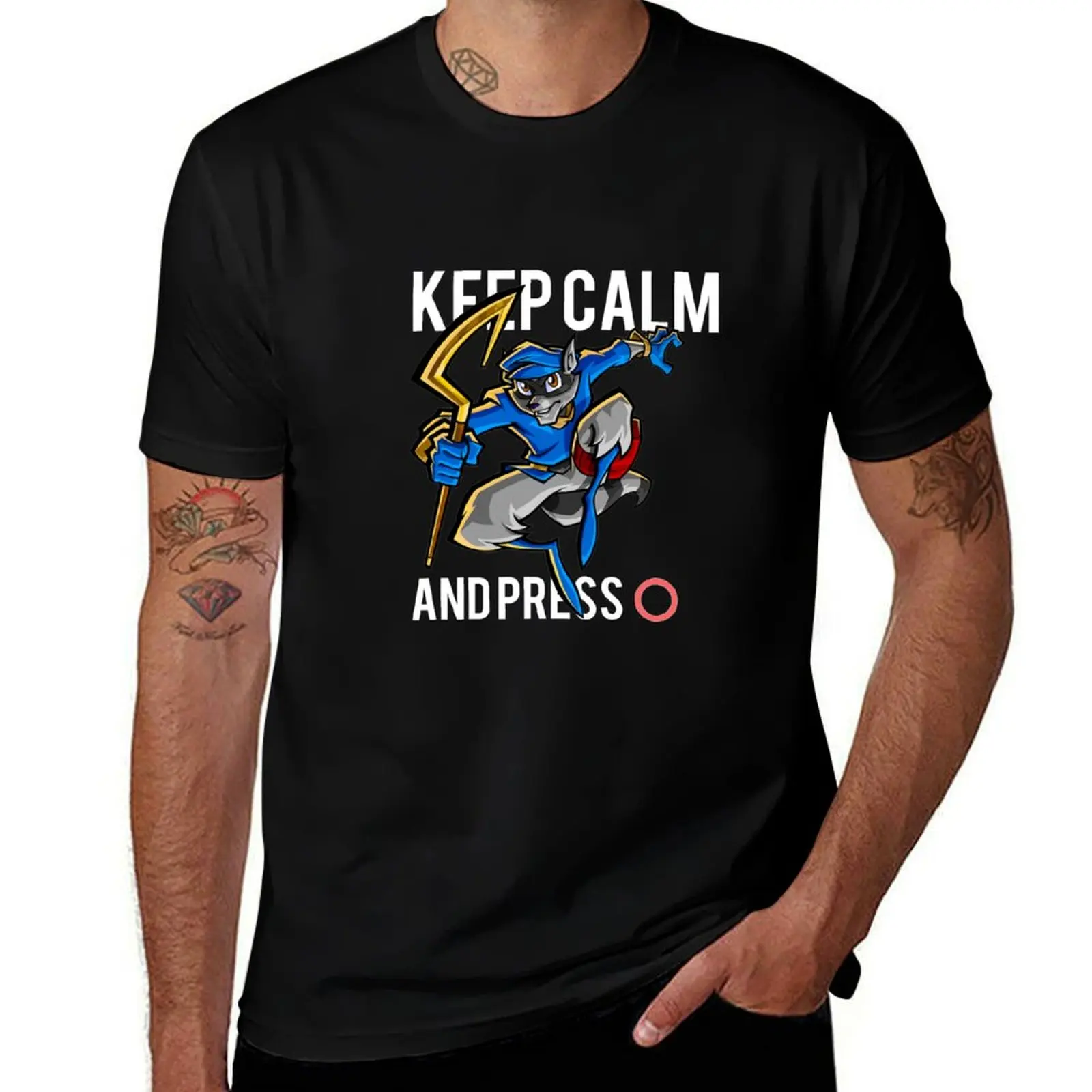 

Sly Cooper - keep calm T-Shirt man t shirts graphic t shirts for man pack white
