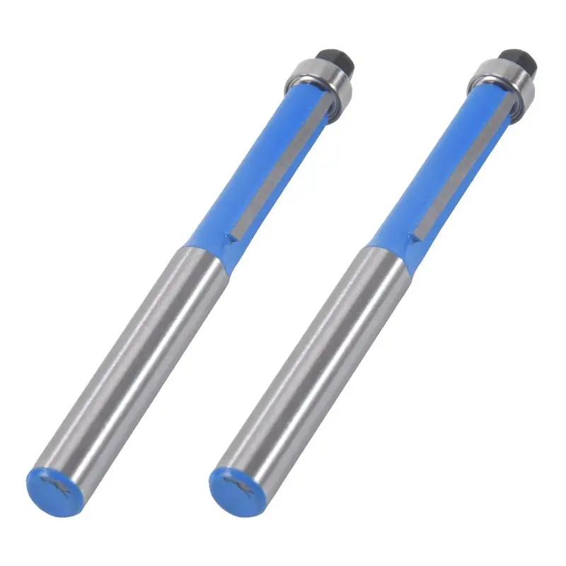 

-[Retail TX] 2Pcs 2.6 Inch Long 2 Edges Flush Trim Router Bit 1/4 Inch X 1/4 Inch For Carpenter