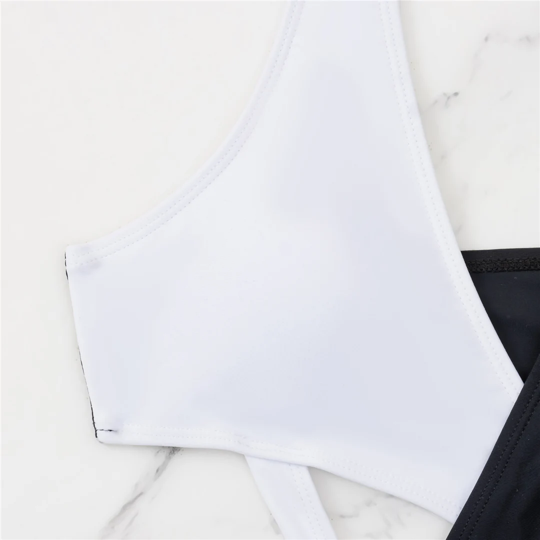 S - XL, V-Ausschnitt, hoher Beinausschnitt, Damen-Badeanzug, einteiliger Badeanzug, Damen-Monokini, gepolsterter Badeanzug, Badebekleidung, Badeanzug V5095SW – Detail 10