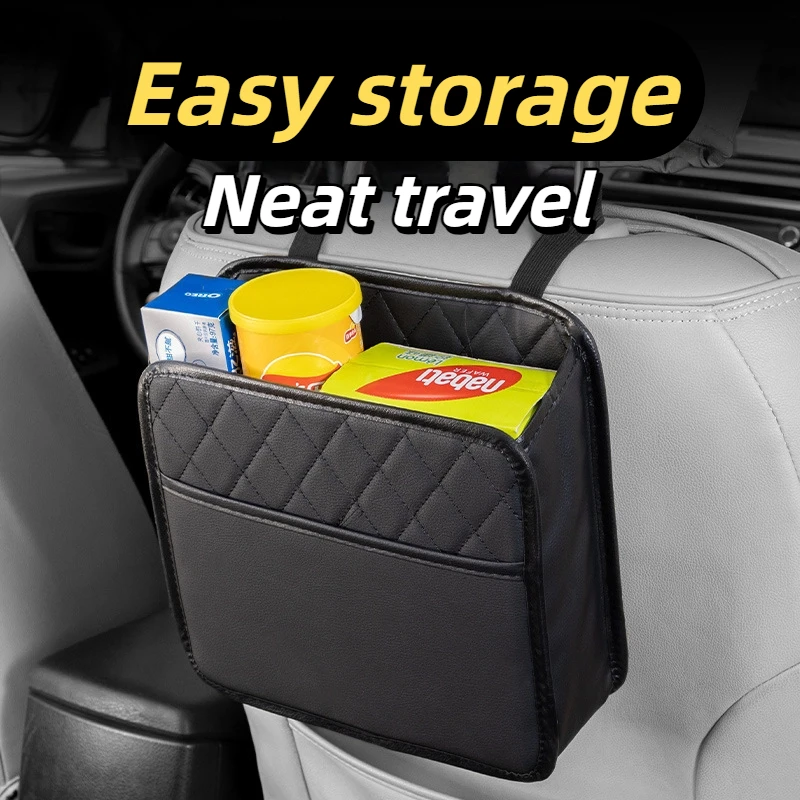 

Multifunctional Car Seat Storage Bag Universal Auto Leather Storage Bag Hanging Garbage bags Suitable For Most Car Models