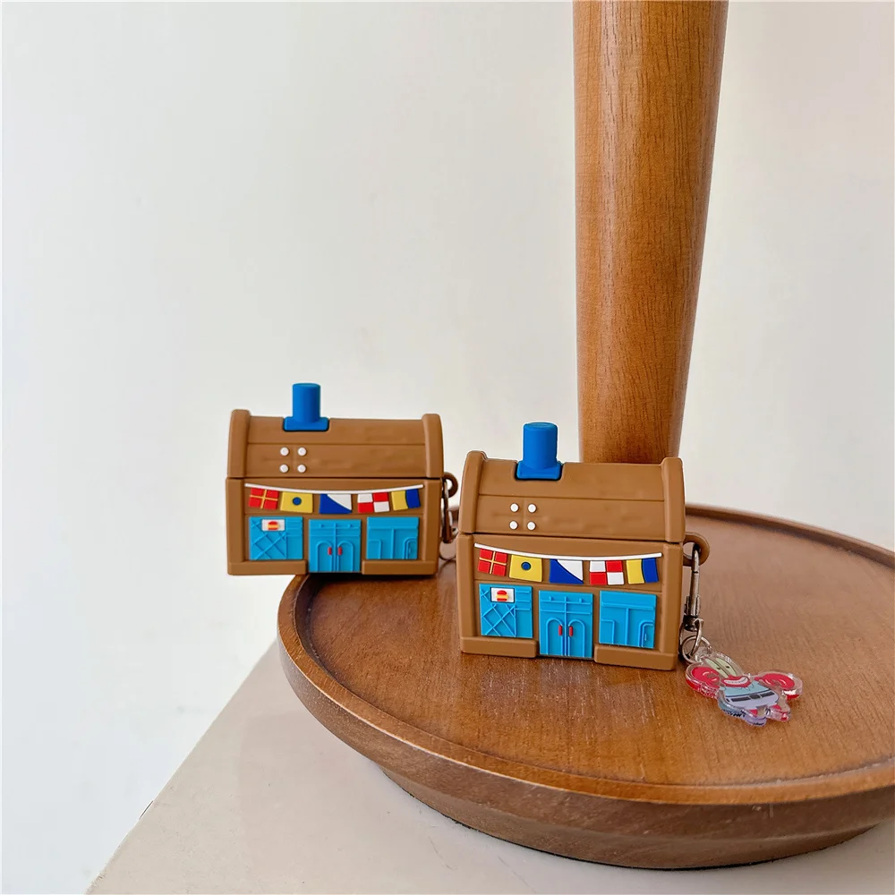 ثلاثية الأبعاد نموذج المنزل الحال بالنسبة أبل Airpods 4 3 2 الجيل لينة غطاء وقائي ل Airpods برو 2 أنيمي مكتب غرفة تزيين مُثبت