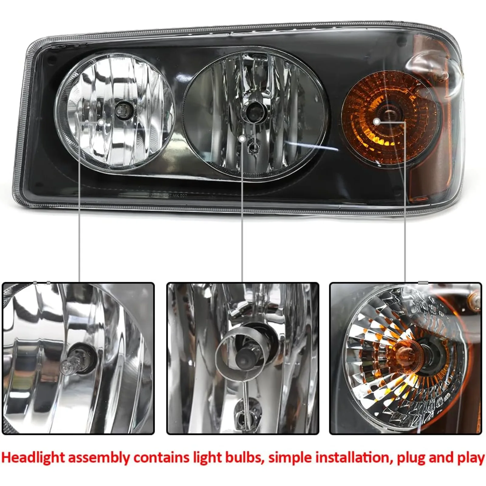 US  Headlight Assembly Fit for Mack Granite GU713, A Pair of Headlight Assemblies Both Sides Compatible with Select Mack Model