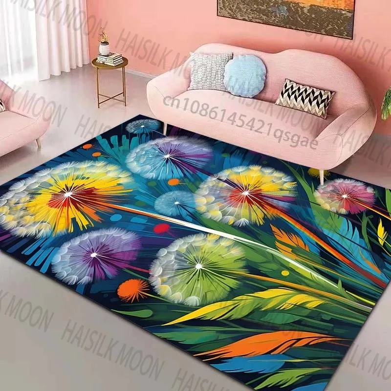 Multiple sizes Colorful dandelion art Pattern Rug Carpets for Bedroom Living Room Sofa Mat Creative Door Mat Home Decor