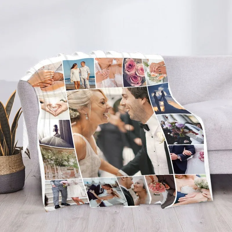 Benutzerdefinierte Decke mit Worten, Bild-Collage, individuelle Decken, Geburtstags-Souvenir, Weihnachtsgeschenke, personalisierte Überwurfdecke – Detail 29