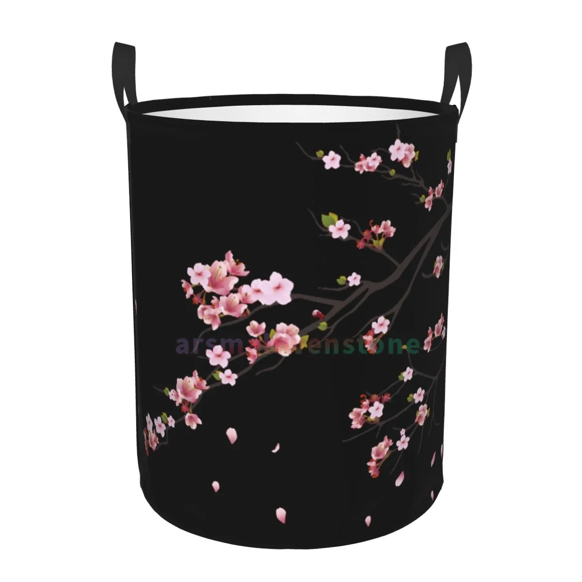 Japanese Sakura Branch Round Laundry Hamper Storage Basket Toys Clothes Organizer Bin for Home Bathroom Bedroom Dorm Nursery