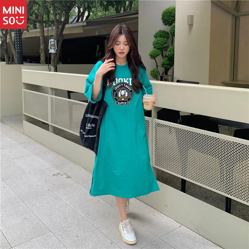 فستان ديزني دونالد داك، قطن متوسط الطول فضفاض للنساء #6