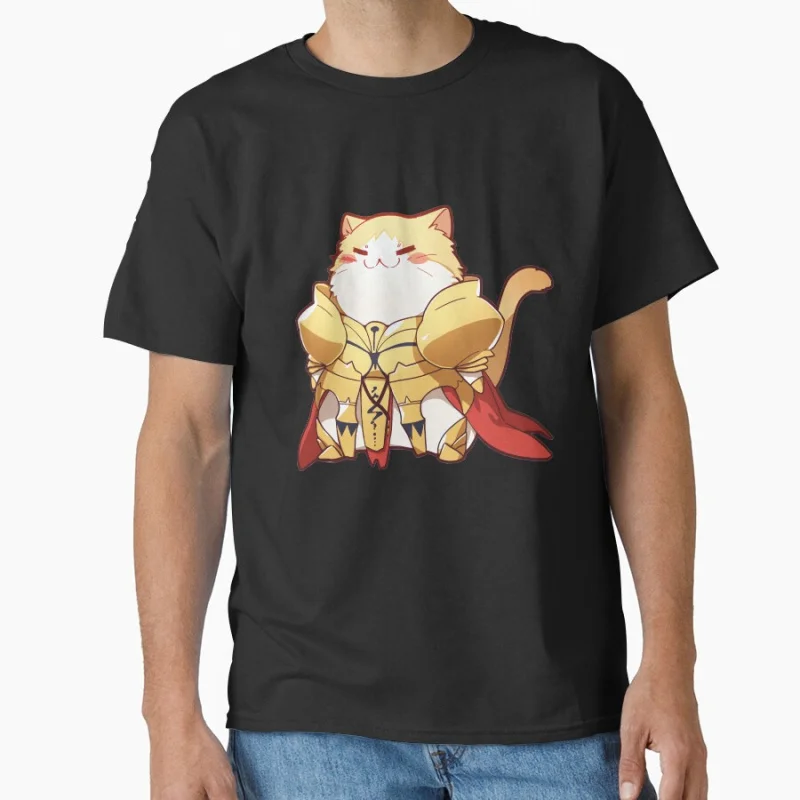 

Gilgamesh Cat king of heroes Manga Gift Fate stay night video game Anime t shirt for men 100% cotton Large size tops S-6XL