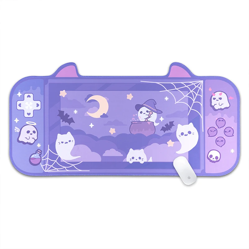 Cute Funny Ghost Big Mouse Pad Computer Keyboard Desk Mat Extra Large Gamer mousepad Purple Kawaii Laptop PC Gaming Accessories