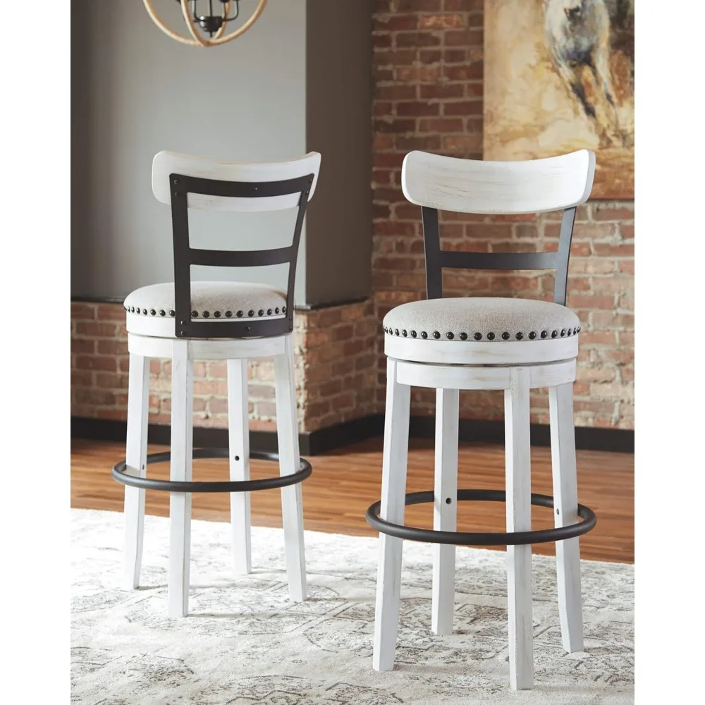 Valebeck 30" Modern Swivel Pub Height Barstool, Whitewash