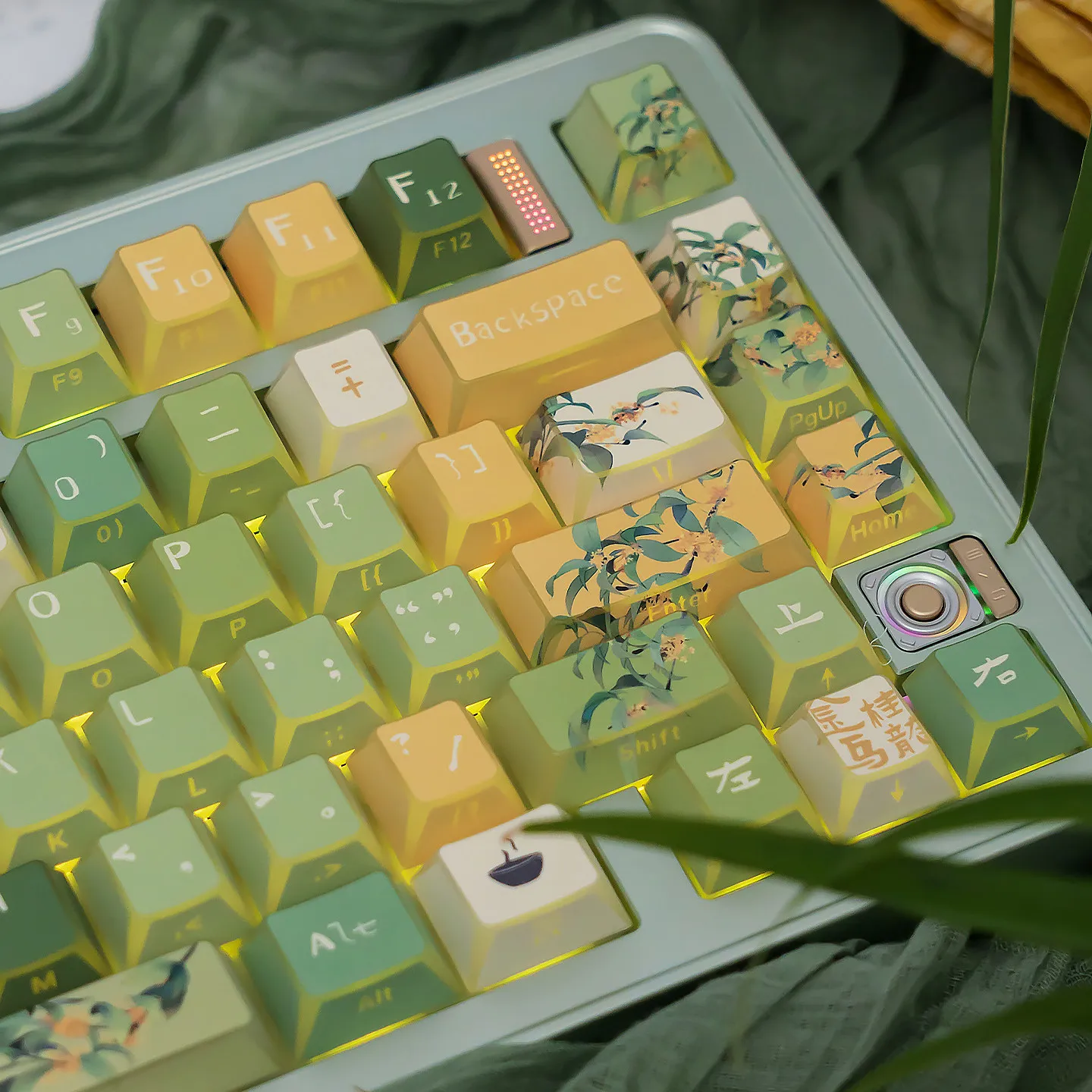 URE Oolong Tea keycap Angled Edges Shine through Keycaps Cherry Keycaps Dye-Sublimation PBT Keycaps For MX Mechanical Keyboard