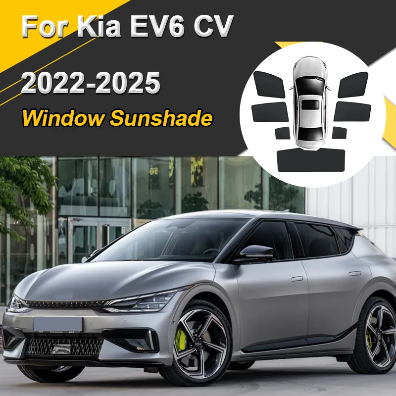 

Car Sun Shades For Kia EV6 CV 2022 2023 2024 2025 Sunshades Magnetic Heat insulation Visor Mesh Window Curtains Auto Accessories