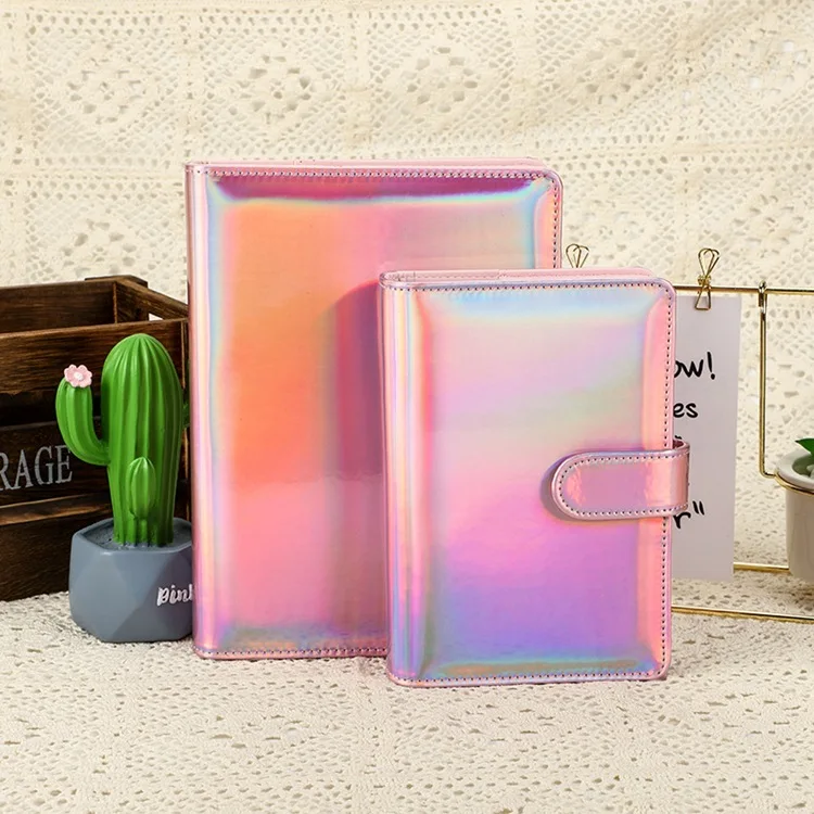 Cuaderno A5/A6 con purpurina láser, Bloc de notas rosa Kawaii, planificador, álbum de recortes, regalo, cubierta suave, suministros escolares