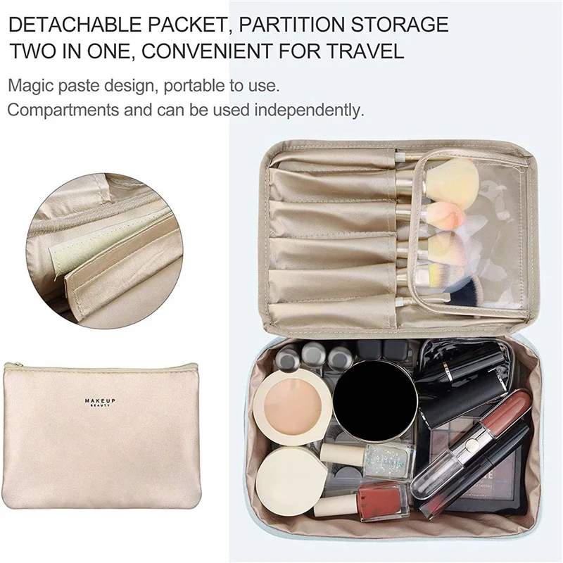

【SEE】2X Cosmetic Bag For Women Cosmetic Travel Bag Toiletry Bag For Girls Make Up Bag Brush Bags Reusable Toiletry Bag- Pink