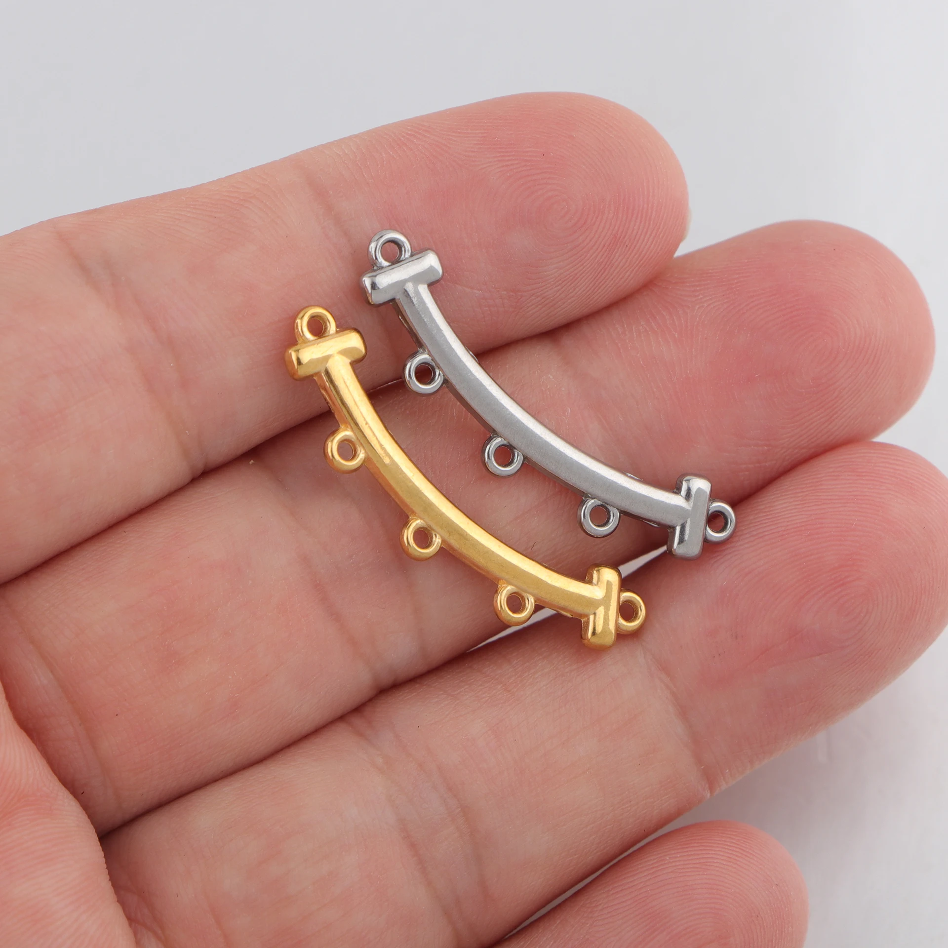 

10pcs/lot Stainless Steel Necklace Bracelet Layer Pendant Bail Connector for DIY Jewelry Making Multi Strand Clasp Accessorie