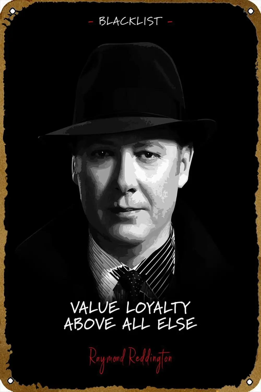Raymond Reddington Poster Movies & TV series Vintage Tin Metal Sign 8x12 Inch Wall Decor, 8 x 12 Inch sign