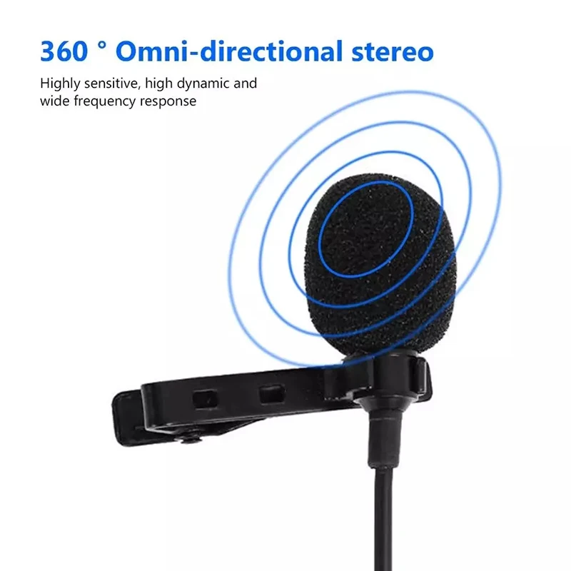 Micrófono de solapa mini portátil de 1.5 m, micrófono condensador de clip, con cable USB/3.5mm/Type-C, para teléfono móvil, computadora, PC 5