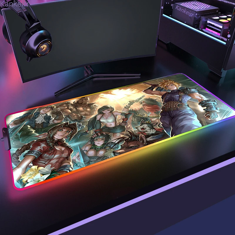 LED Large F-Final Fantasy Rgb Mouse Pad Xxl Gamer Accessories Computer Tables Playmat Setup Gamer DIY Big Mousepepad Pc 900x400