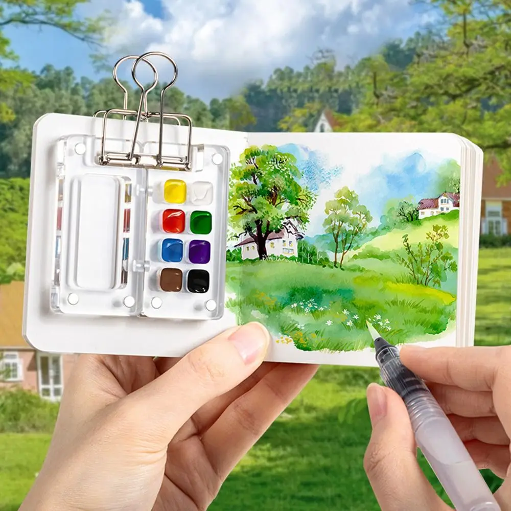 

Art Supplies Acrylic Watercolor Paint Palette Mini 8/15 Grid Paint Pigment Box Foldable Waterproof Empty Paint Box Student