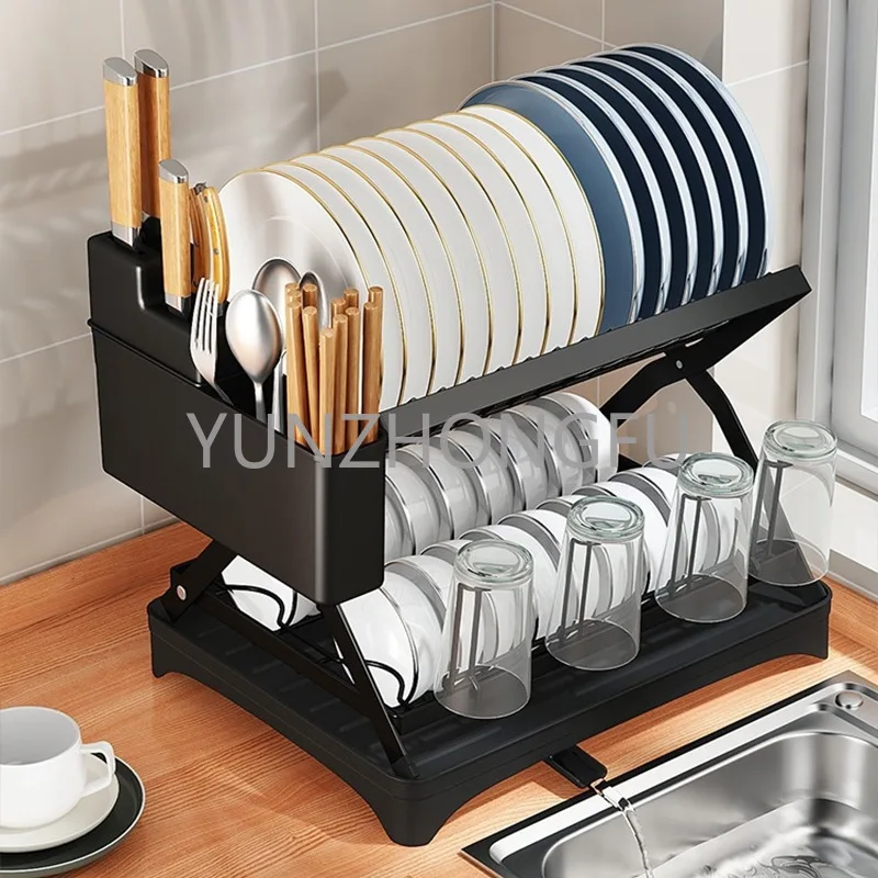 Ermo Kitchen Storage Household Multi-Functional Dish Rack, X-Type Tableware