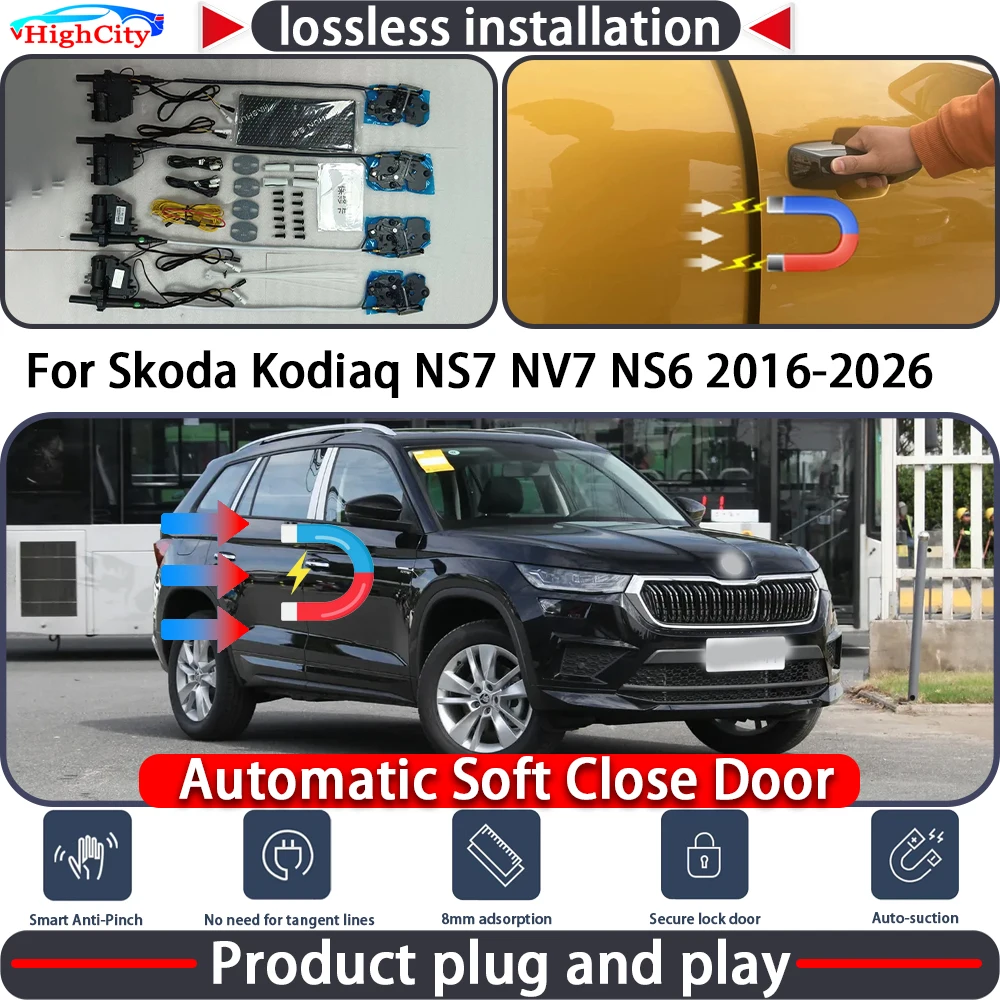 

HighCity Electric Closing Door Lock Actuator for Skoda Kodiaq NS7 NV7 NS6 2016-2026Soft Close Power Latch System Auto Pull Door