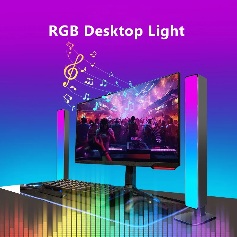 

RGB Smart Desktop Decor Настольная лампа Tuya App Дистанционное управление Пикап Музыка Ритм Лампа Автомобильное ТВ Игры Компьютер Настольный Атмосфера Свет