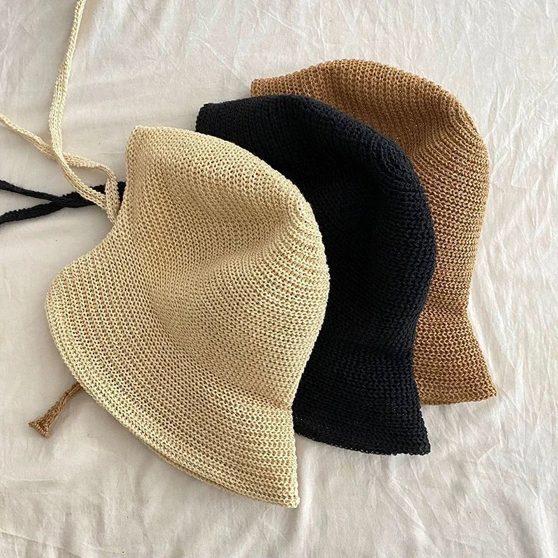 Linen Straw Regency Bonnets Hats For Women Sun Hats Bow Beach Cap Big Wide Brim Cloche Hat Up Outdoor Summer