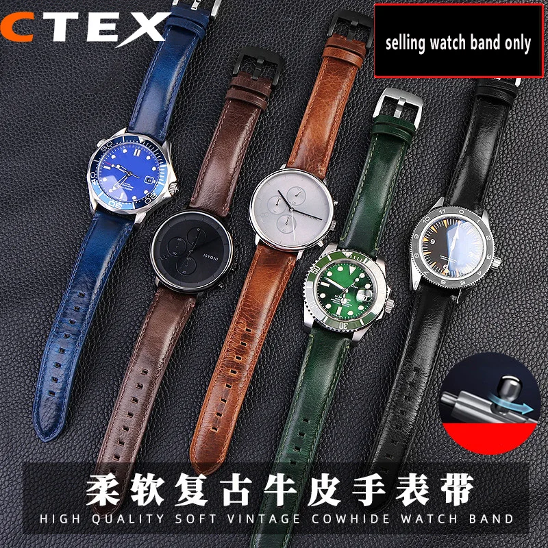 

20mm 22mm Quick release watchband For omega Citizen Tissot mido cowhide watch strap cowhide retro brown men accessories