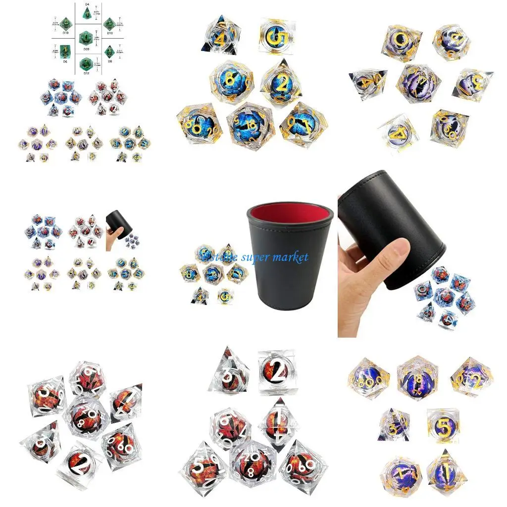 

090B Игровые кубики SharpCorner из смолы, набор из 7 многогранных кубиков, новинка Dragon EyeDice