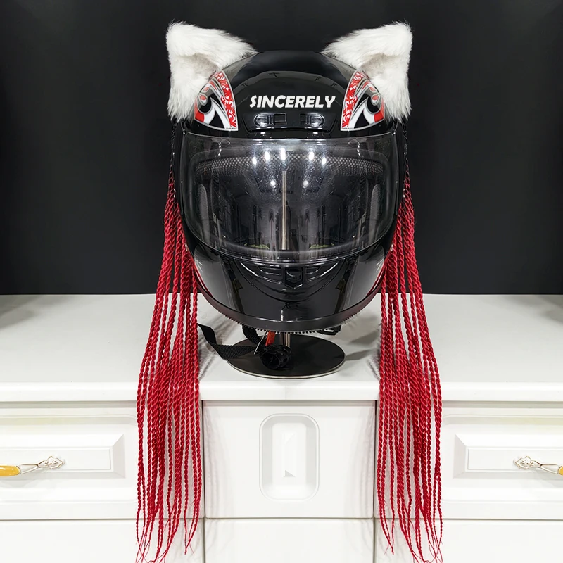 New Helmet Braids Ears for Women Children Decor Motorcycle Ski Riding Helmet Accessories Decorations Girls Wig Hair Extensions
