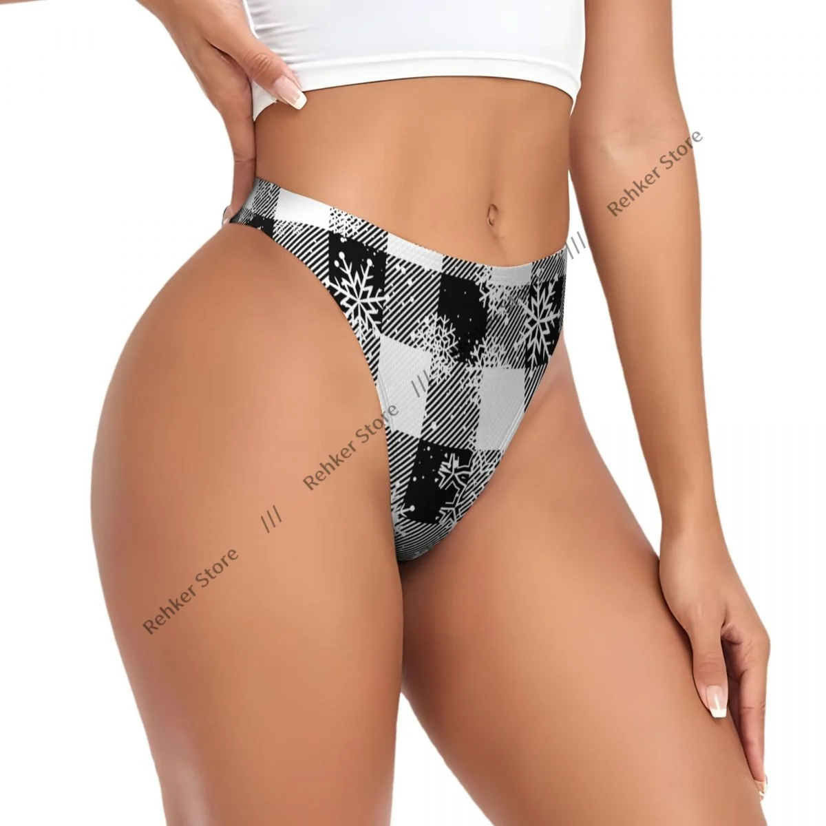 Sexy G-string Thongs Women Panties Snowflakes With Christmas Plaid Underwear Lingerie Tanga