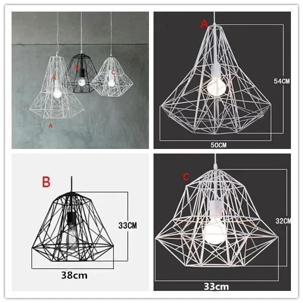 TechHPModern Wrought Iron Bird Cage Pendant Light American Retro Industrial LOFT Bar Lamp Hanging