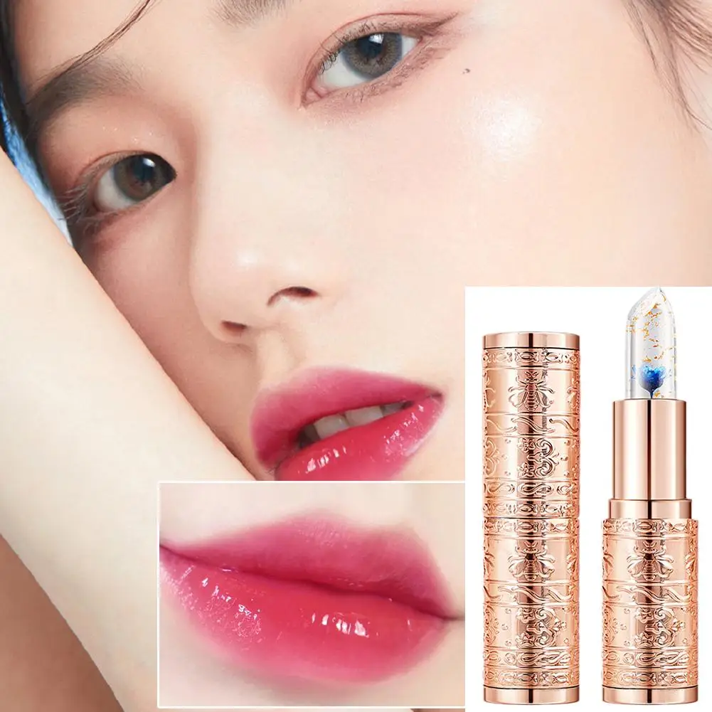 Farbwechsel lang anhaltende Lippenstift Goldfolie Blume Lippen grundierung Gelee Lippen balsam feuchtigkeit spendend natürlichen wasserdichten Make-up Lip gloss