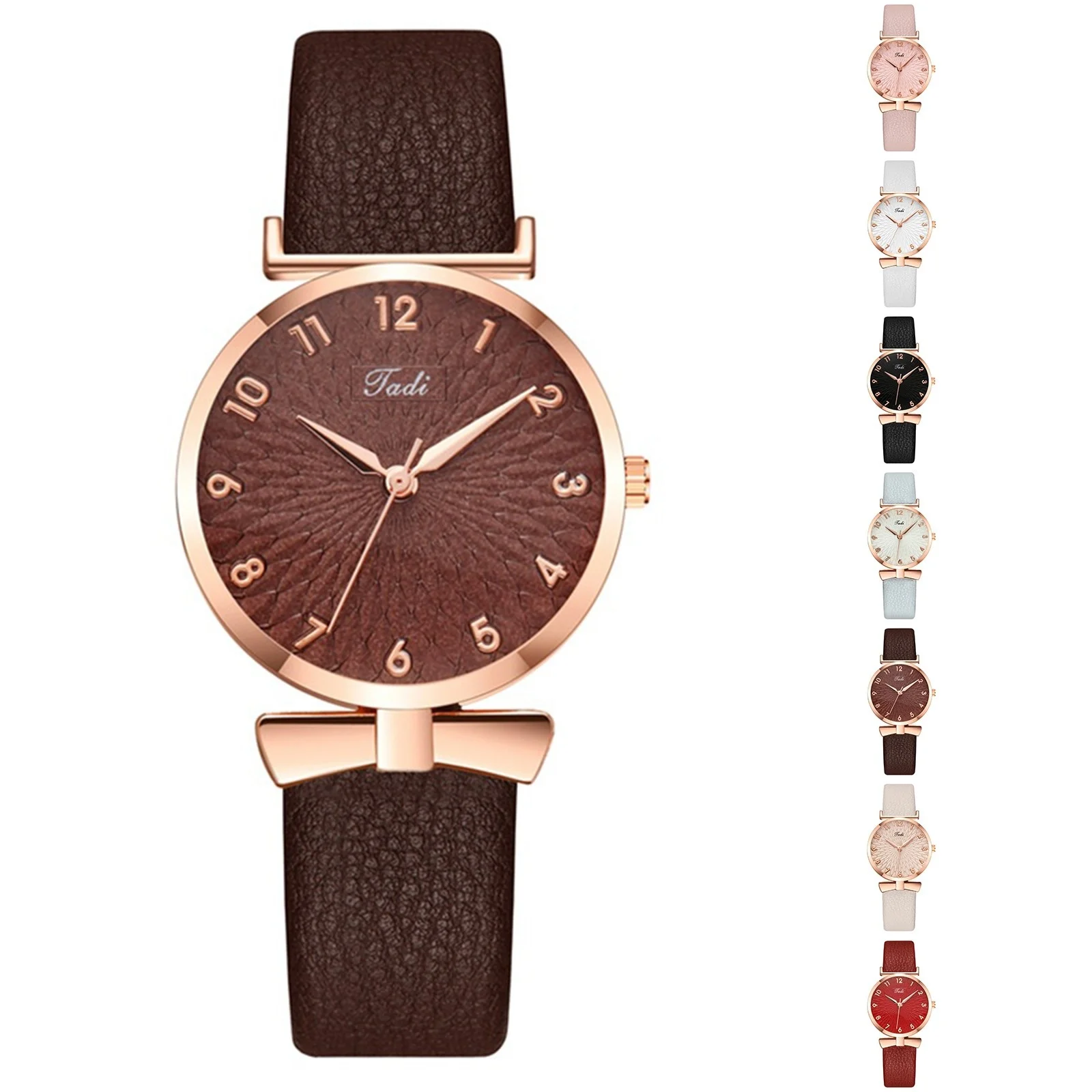 ساعة نسائية عصرية شعبية كاجوال بنمط دائري بحزام جلدي ساعة كوارتز أنيقة بمزاج أنثى ديكور الأعمال اليومية #1