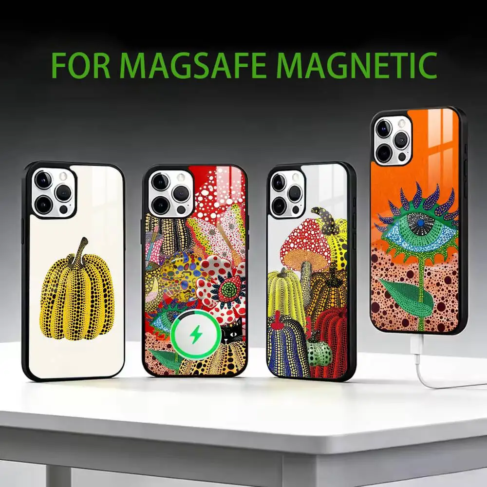 

y-Yayoi Kusama Pumpkin Phone Case For iPhone17,16,15,14,13,12,11 Plus,Pro Max Magnetic For Magsafe Wireless Charging