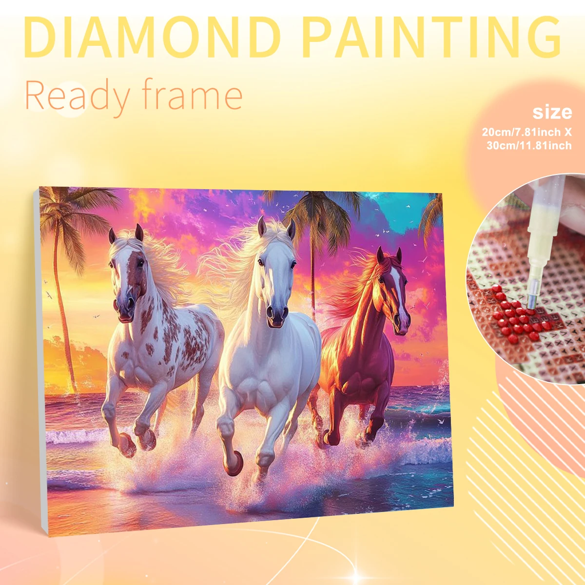 PhotoCustom Galloping Horse Diamond Painting Kit For Adults Diy Gift Animal Full Round/Square Classic Handmade Decorative Painti