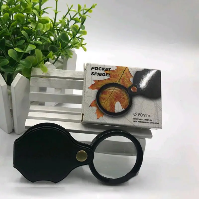 10X Folding Magnifier Portable Handheld Magnifying Glass Lens Mini Pocket Jewelry Reading Loupe Glasses for Elderly 50/60/70mm